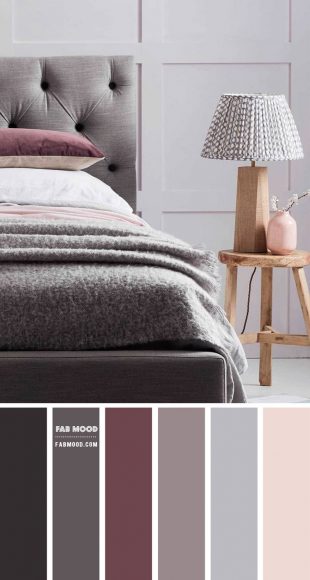 7 Calming Color Palettes For Bedroom – Grey and Plum Bedroom Colour