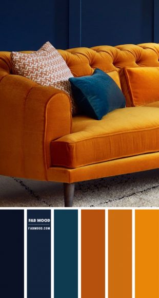 Navy Blue and Turmeric Living Room