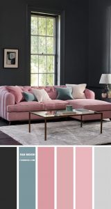 Pink Living Room with dark walls