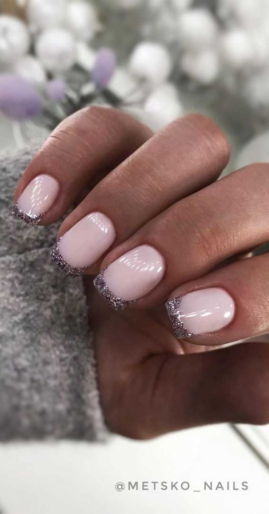 57 Pretty Nail Ideas The Nail Art Everyones Loving French And Glitter 7218