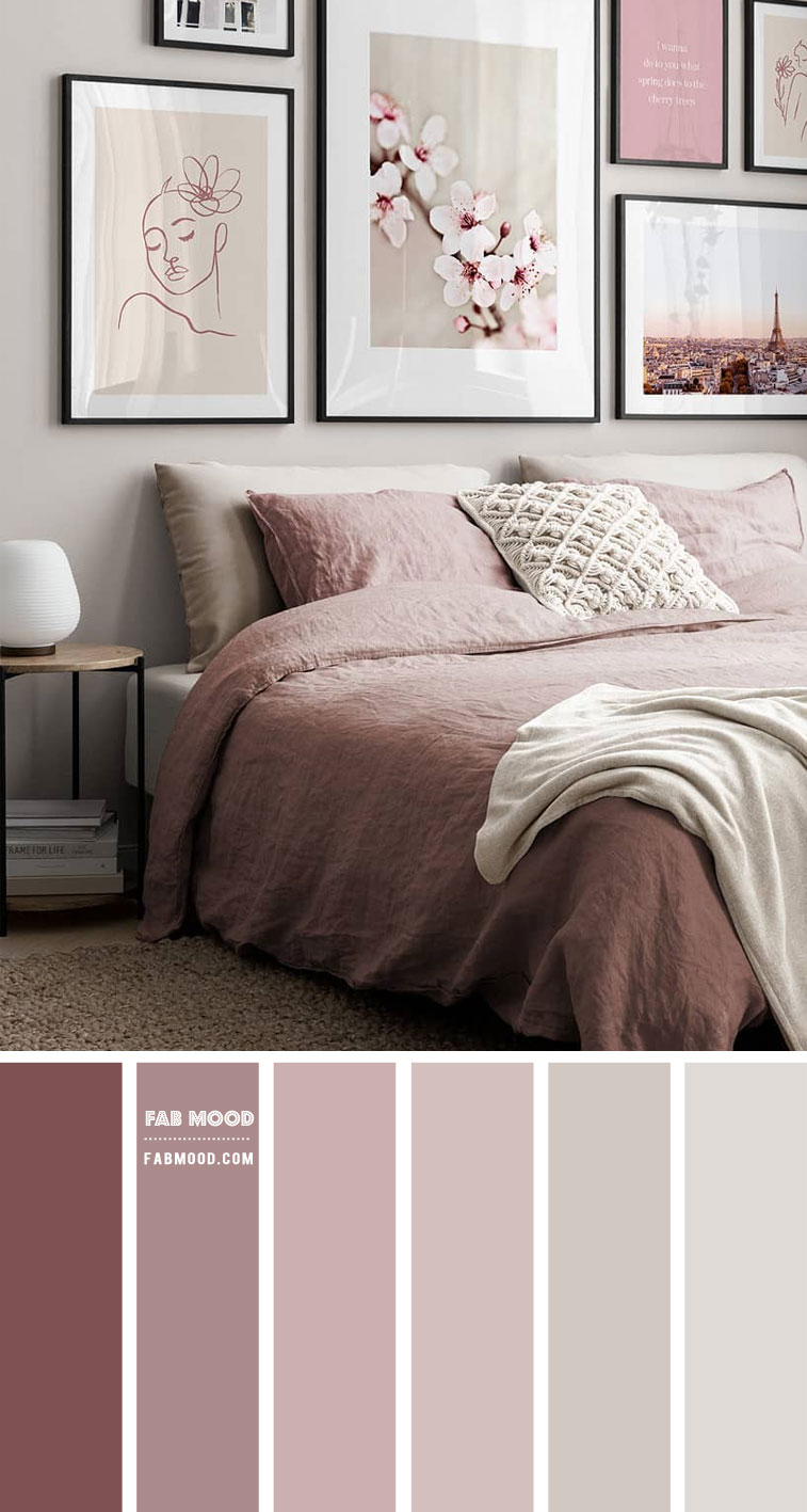 Dusty pink and grey bedroom