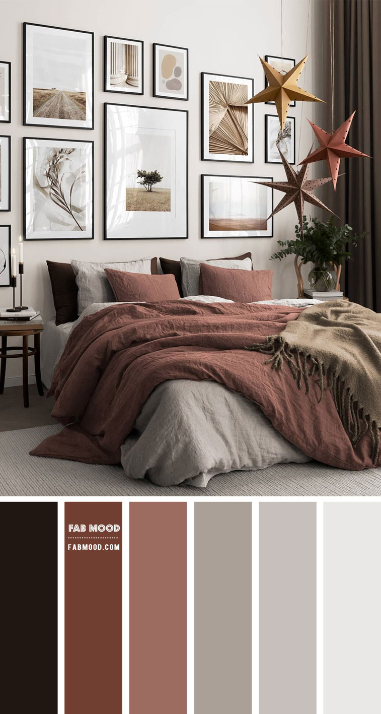 mixing warm and cool colors interior design, burnt brick and grey bedroom, warm and cool colors in bedroom, mixing warm and cool neutrals, mixing warm and cool greys, warm and cool spaces interior design, warm bedroom colours, warm and cool colors that go together #bedroomcolors #bedroomcolorideas #warmandcoolcolors