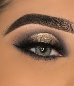 Gorgeous Eyeshadow Looks The Best Eye Makeup Trends – Neutral gold glitter