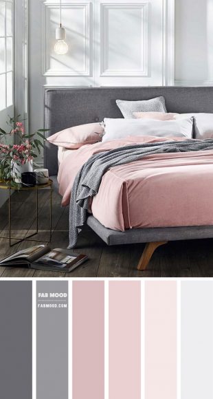 White Bedroom with Blush and Grey Colour Scheme