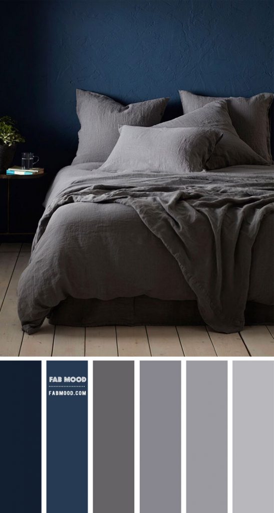 Navy Blue and Grey Bedroom Colour Combo