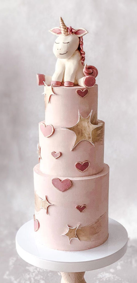 57 Beautiful Cake Inspiration – Three tier topped with unicorn