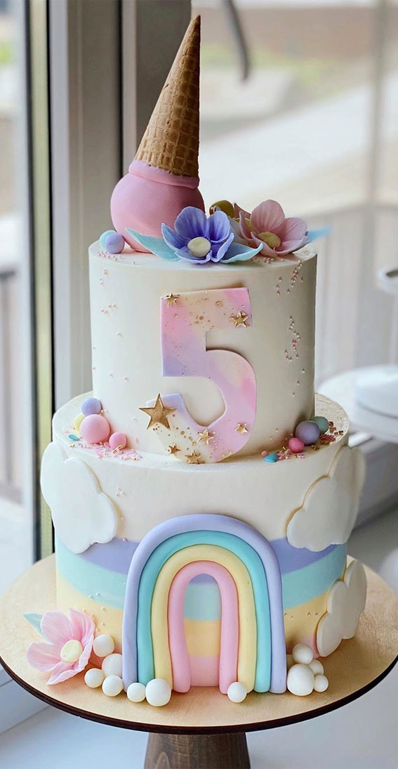 57 Beautiful Cake Inspiration – 5th birthday cake in pastel
