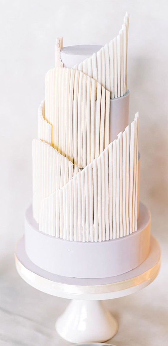 22 Clean and Contemporary Wedding Cakes : Three tier with hint of pastel