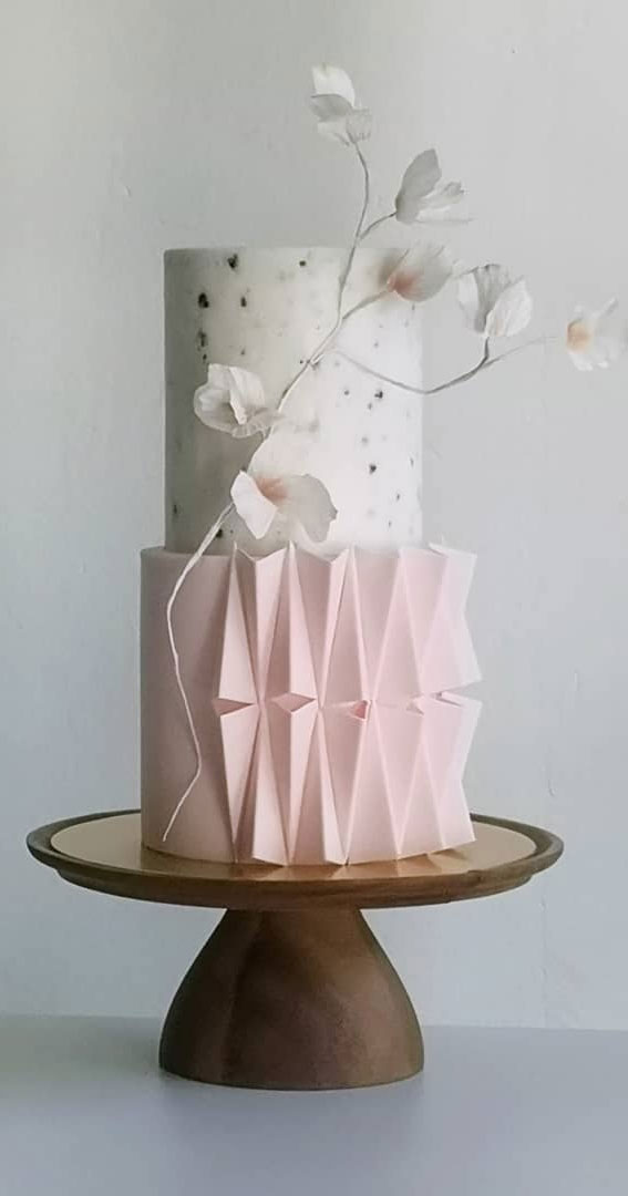 22 Clean and Contemporary Wedding Cakes : Pink and White Cake