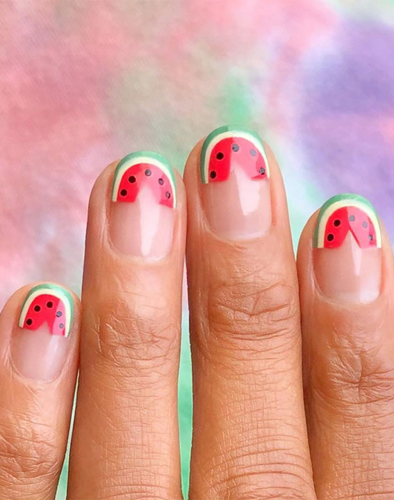 39 Chic Nail Design Ideas For Summer – Watermelon nails