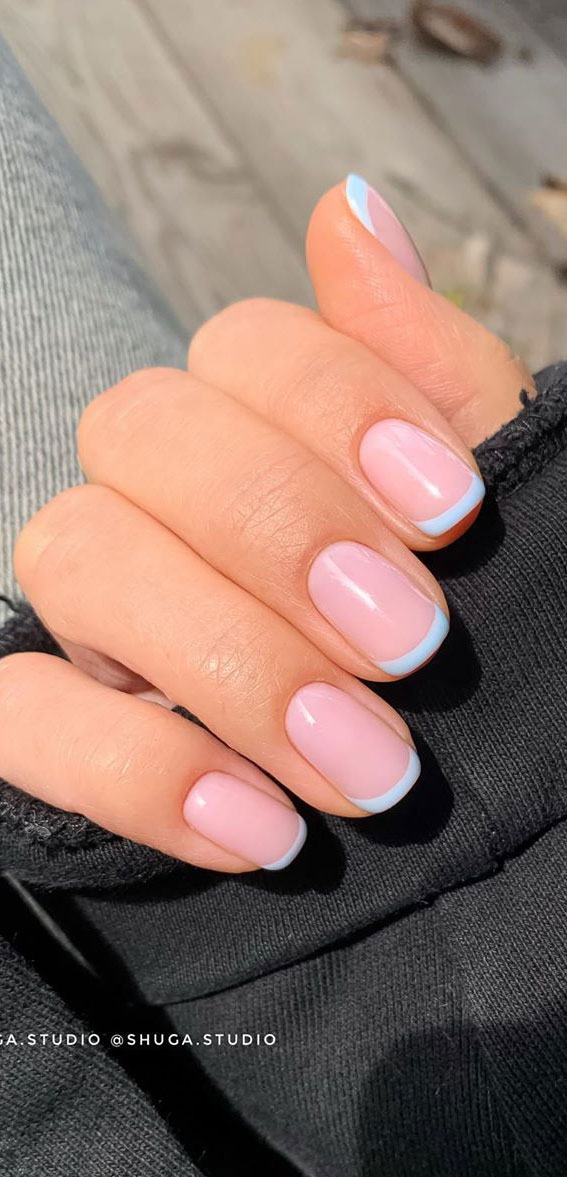 french nails, french nail tips, french nail ideas, blue french nail tips