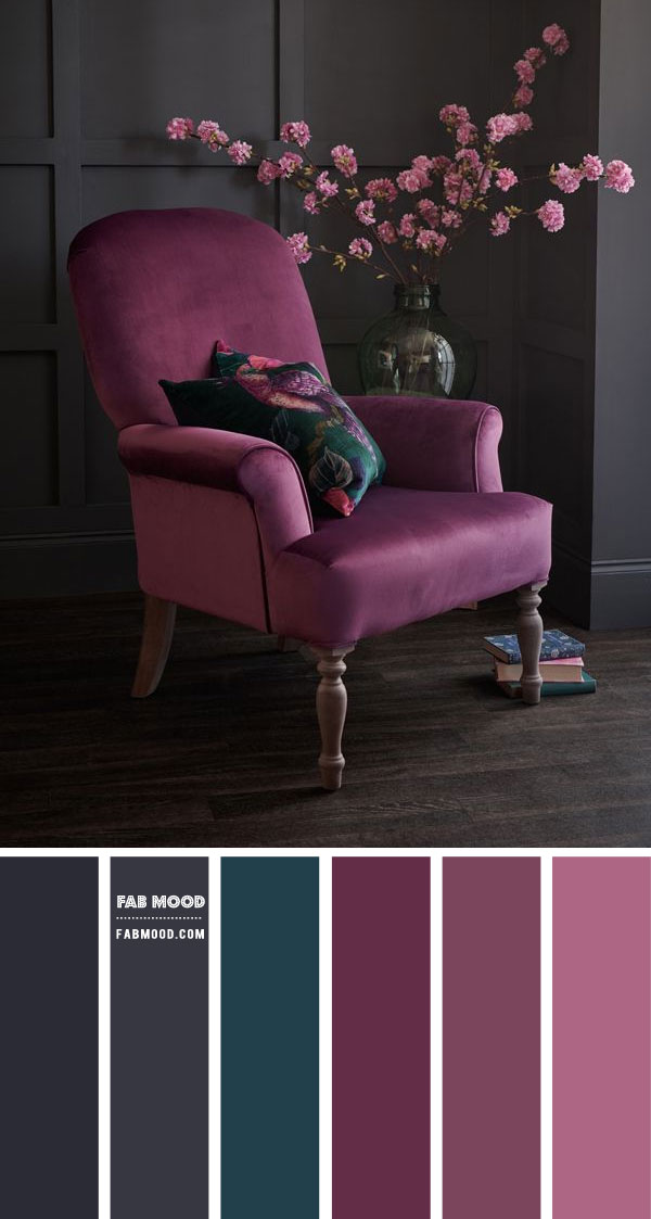 Dark Grey and Purple Living Room Colour Scheme