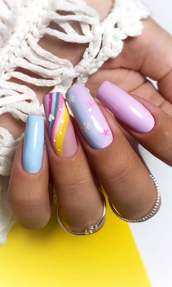 57 Pretty Nail Ideas The Nail Art Everyone’s Loving – Ombre and rainbow nails