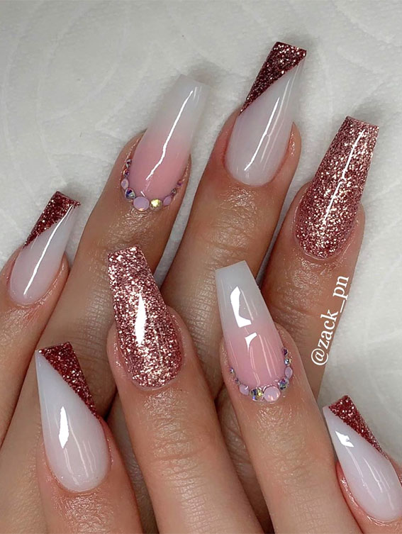 22 Trendy Fall Nail Design Ideas : Glitter fall nails