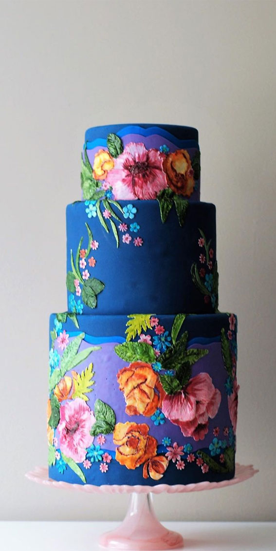 These 50 Jaw-Dropping Wedding Cakes Deserve To Be Framed : Blue Cake