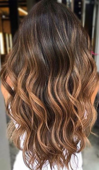 15 Chocolate brown hair color with caramel highlights : Warm Caramel