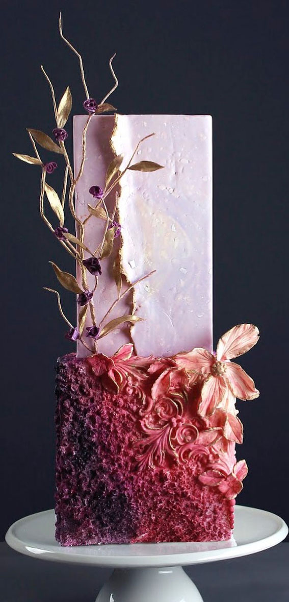 These 50 Beautiful Wedding Cake Designs You Will Be Blown Away : Ombre Coral