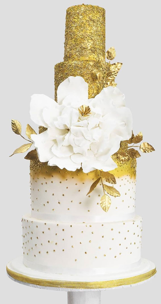 These 50 Beautiful Wedding Cake Designs You Will Be Blown Away : Gold Textured Wedding Cake