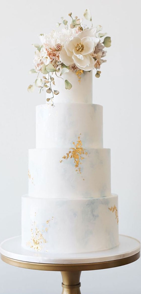 These 50 Beautiful Wedding Cake Designs You Will Be Blown Away : Mute Blue Cake