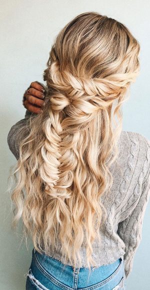 72 Braid Hairstyles That Look So Awesome : Twisted Half up & Fishtail