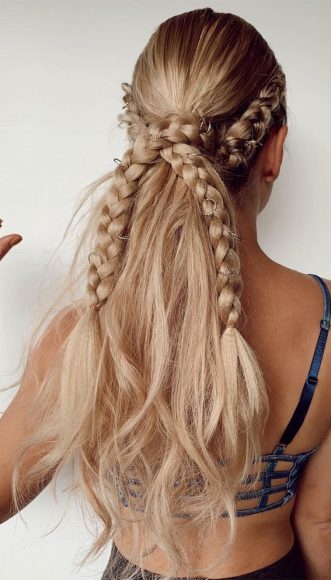 72 Braid Hairstyles That Look So Awesome : Double Braided Ponytail