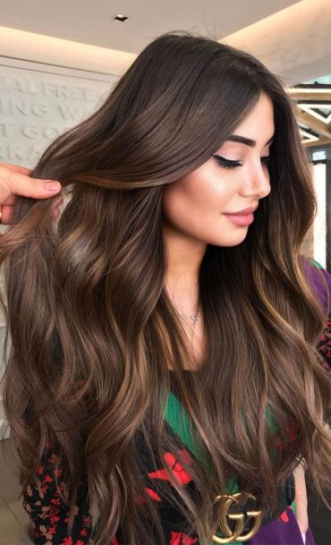 54 Beautiful Ways To Rock Brown Hair This Season : Partial highlights