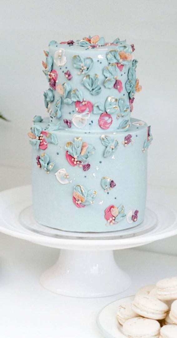 41 Best Wedding Cake Styles For Your Big Day : shades of blue and mauve