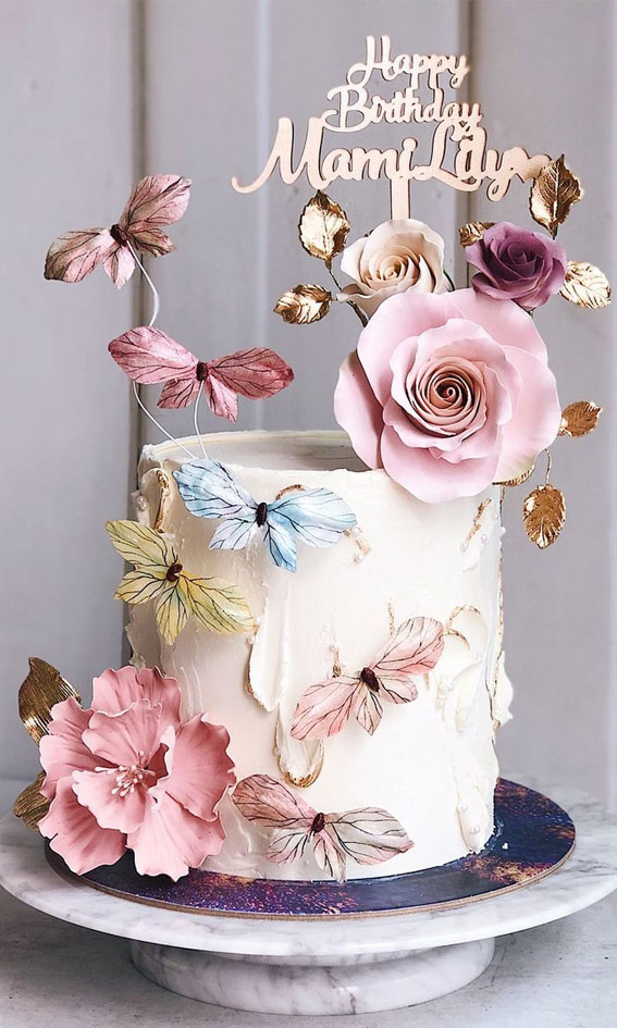 49 Cute Cake Ideas For Your Next Celebration : Pastel butterflies