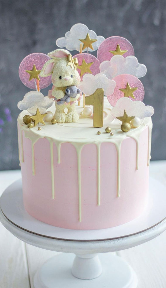 49 Cute Cake Ideas For Your Next Celebration : Pink Birthday Cake for Baby Girl