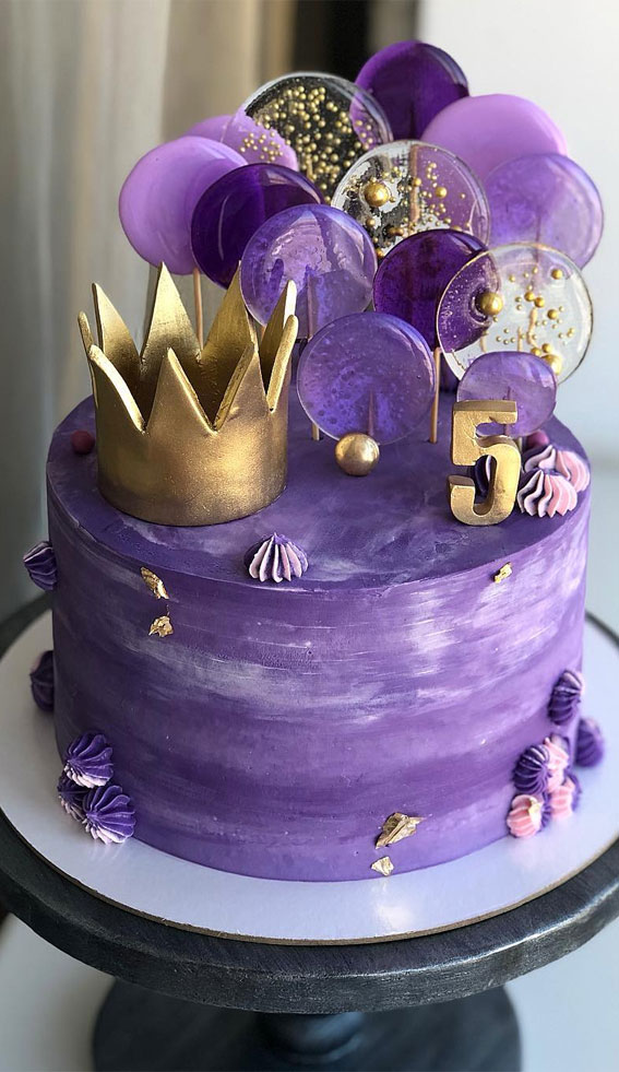 happy birthday cake purple