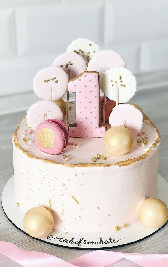 49 Cute Cake Ideas For Your Next Celebration : pink gold trim cake