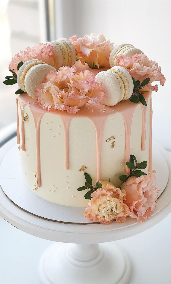 Ombre Birthday Cake - Peach with Buttercream Macaron – Happy Cake