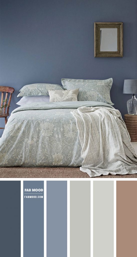 Blue Grey and Light Sage Bedroom