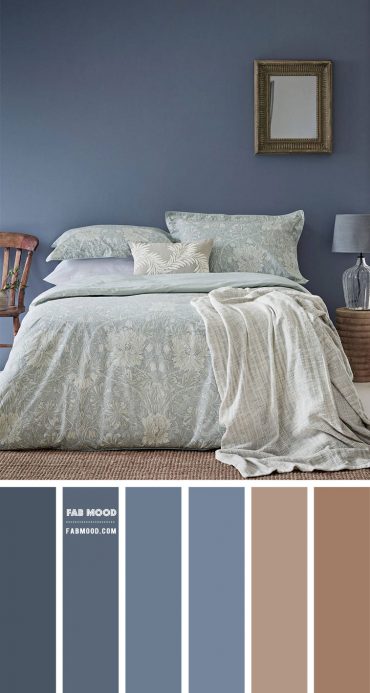 Blue Grey and Brown Bedroom