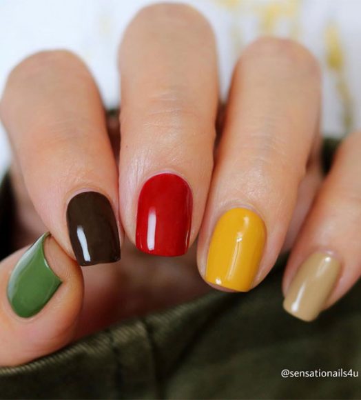 22 Stunning Fall Nail Ideas For Autumn 2020 Fall Skittle Manicure 1532