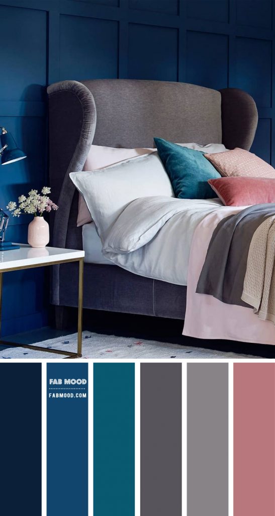 Grey and Navy Blue Bedroom