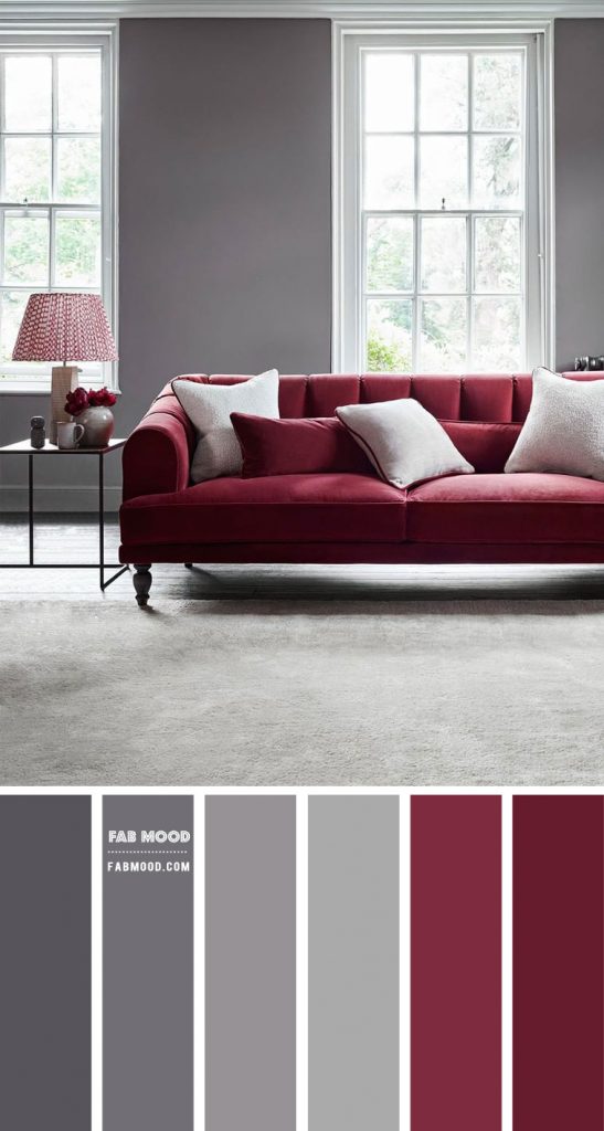 Berry and Grey Living Room Color Scheme