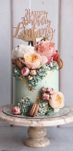 54 Jaw-Droppingly Beautiful Birthday Cake : Mint Green Birthday Cake