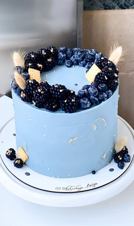 54 Jaw-Droppingly Beautiful Birthday Cake : Blue birthday cake