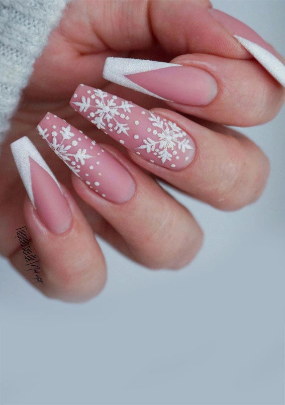 Pink And White Christmas Nails Christmas Ornaments 2021