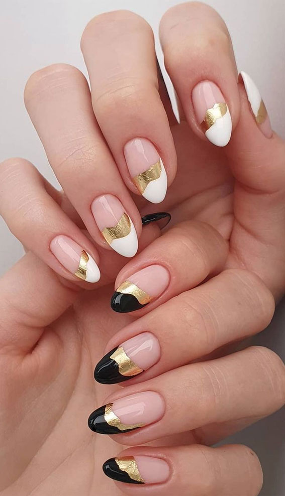 Stylish Nail Art Designs That Pretty From Every Angle Black Gold And White Nails