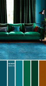 Blue Teal and Emerald Green Living Room