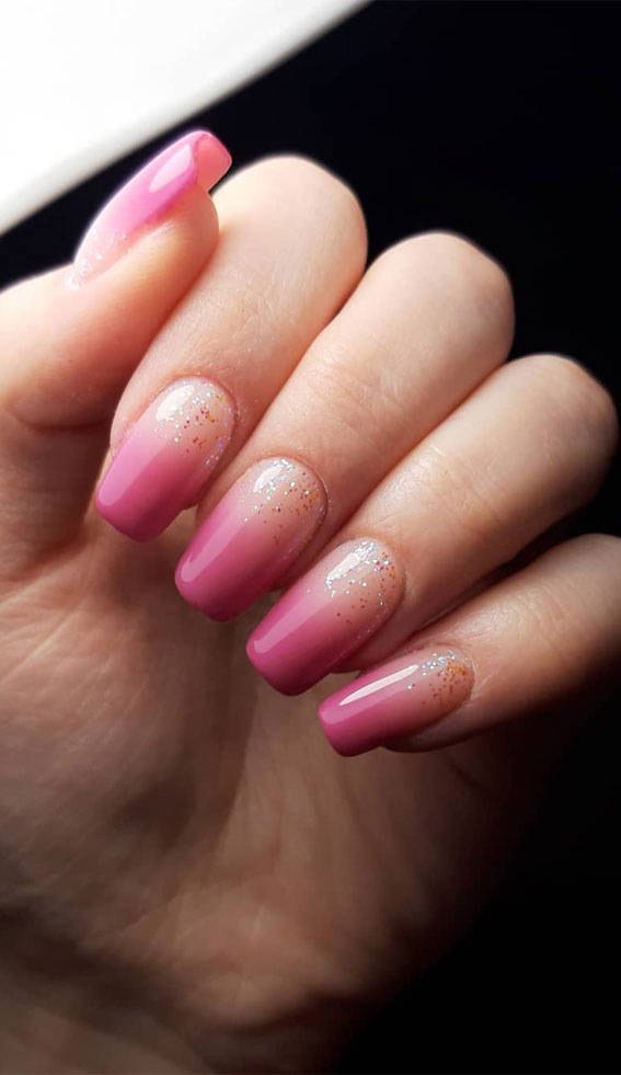 Stylish Nail Art Designs That Pretty From Every Angle : Ombre pink with glitter