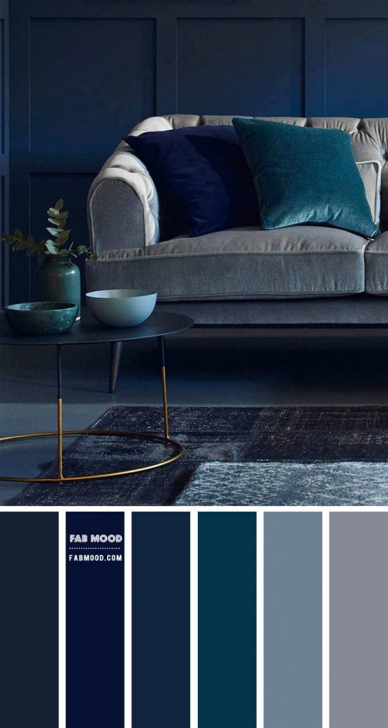 Navy blue and grey living room color combo | living room decor ideas