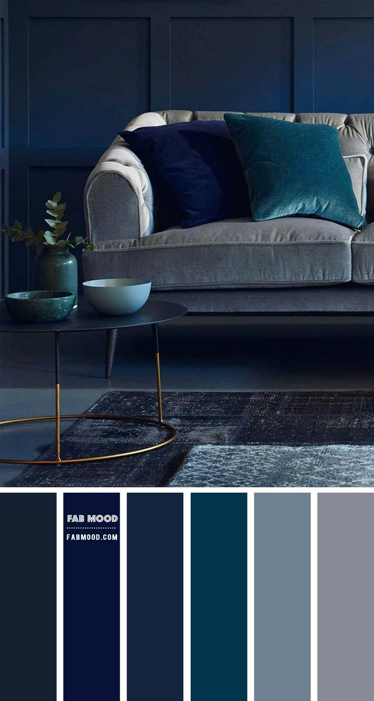 Navy Blue And Gray Living Room Combination