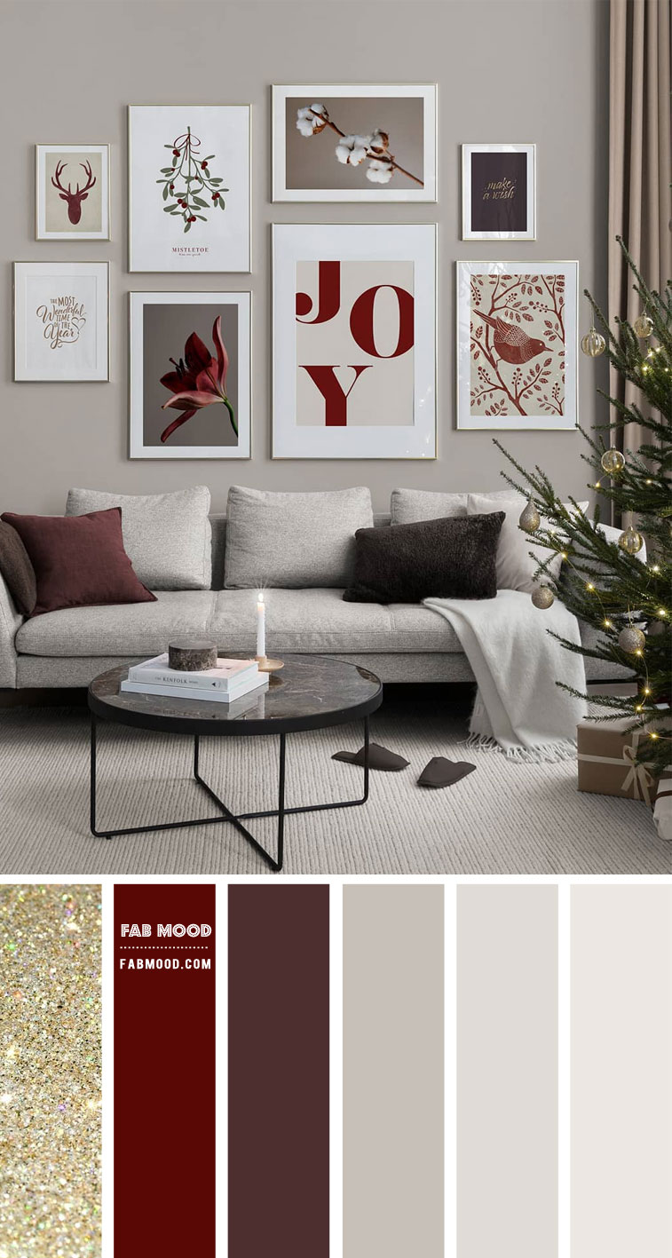Glitter, Red, Wine & Neutral Colour { Festive Living Room Decor }