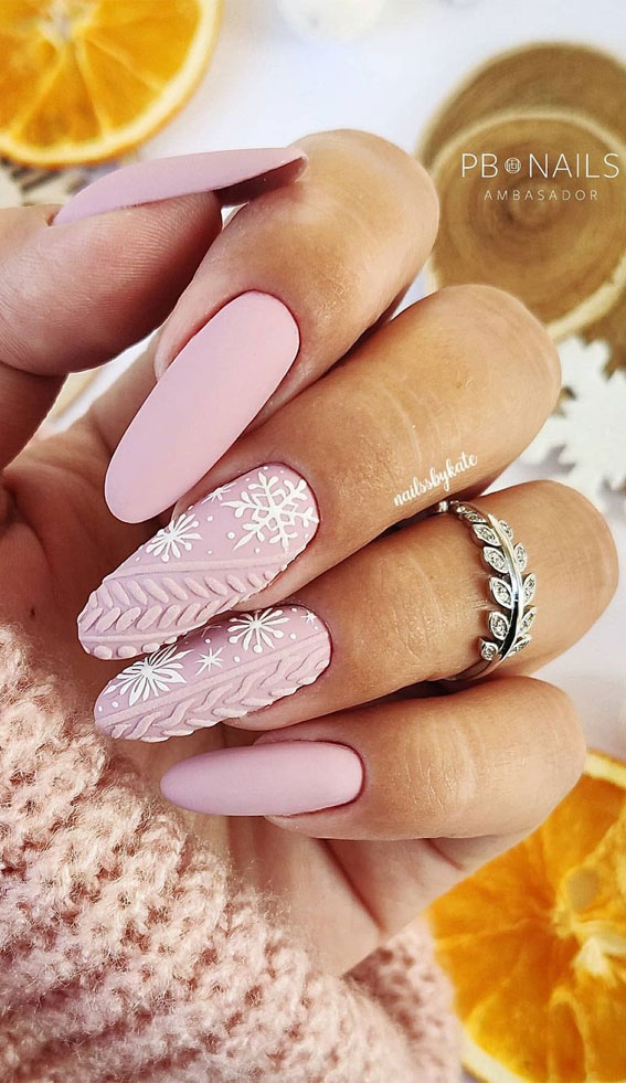 Pretty Festive Nail Colours & Designs 2020 : Pink Christmas Nails