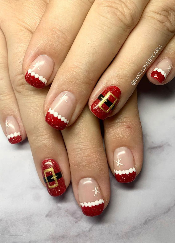 Pretty Festive Nail Colours & Designs 2020 : Cute Santa nails