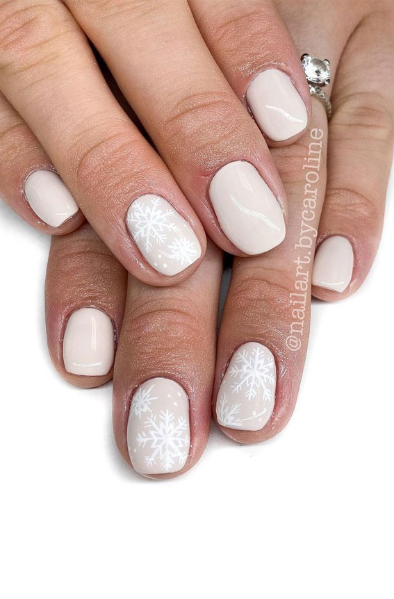 Pretty Festive Nail Colours & Designs 2020 : White Christmas nails