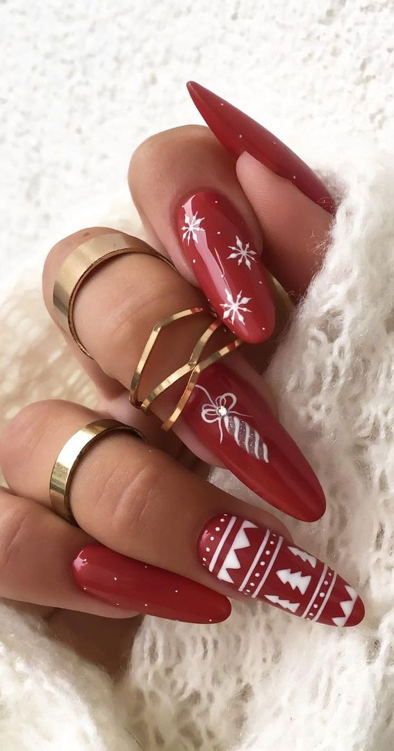 Pretty Festive Nail Colours & Designs 2020 : Christmasy Red Nails